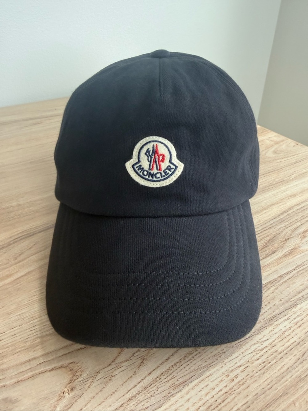 Moncler Black Baseball Cap with Tricolor Logo Patch